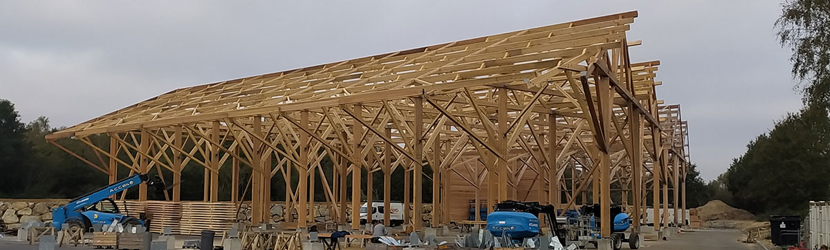 Chantier DLW architectes : construction de la plateforme bois et énergie à Quéven